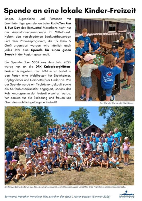 BWM-Spende an eine lokale Kinder-Freizeit (Sommer 2026)